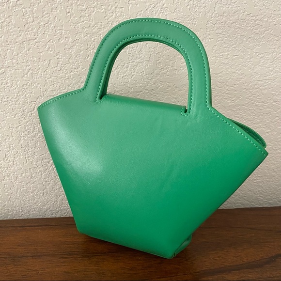 Racing Green Mini DOLL Top Handle Basket Crossbody Bag Satchel w/ Coin Pouch B5 - Picture 7 of 10